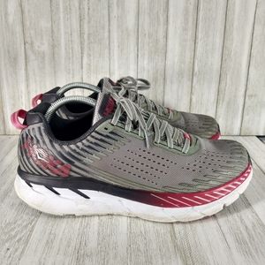 Hoka One One Clifton 5 Red Gray Women's 10.5
